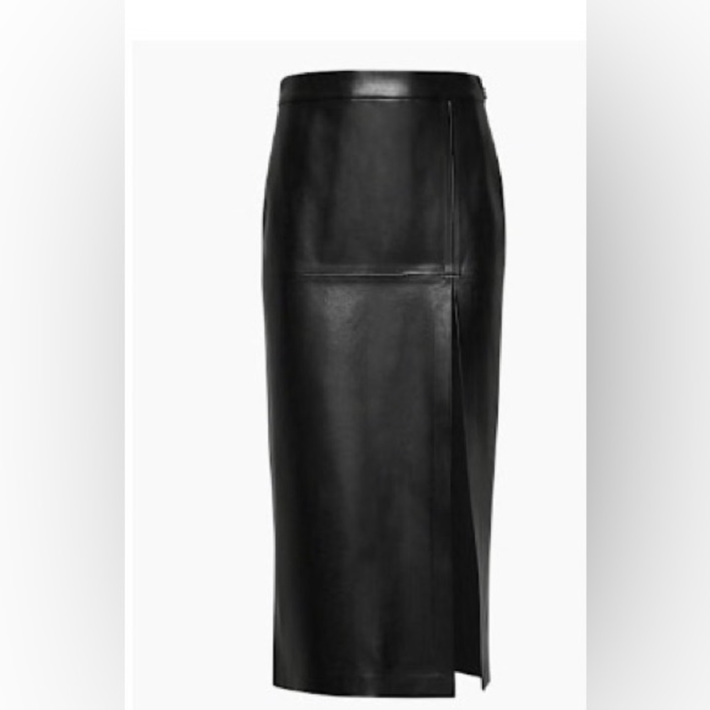 Aritzia Black Leather Maxi with High slit